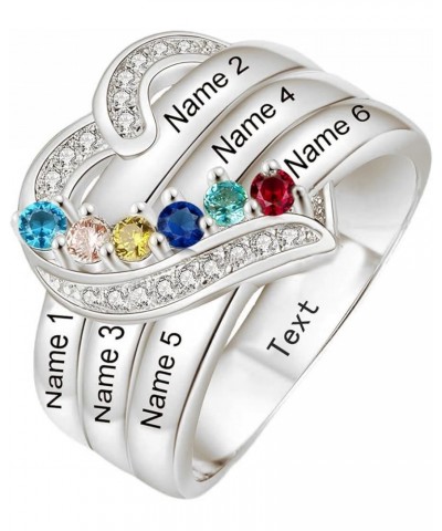 10K 14K 18K Solid Gold Personalized 1-8 Names Ring Mothers Ring with Birthstone for Women Custom Name Ring Jewelry Gifts for ...