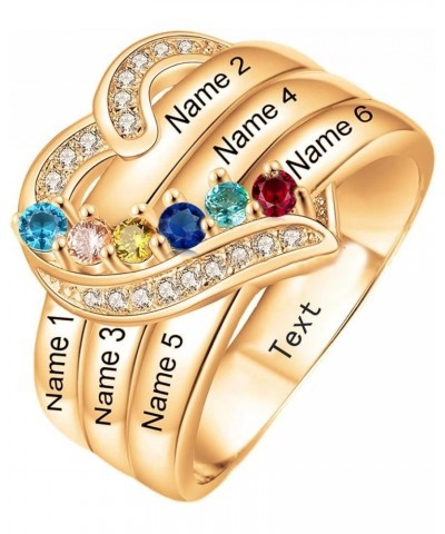 10K 14K 18K Solid Gold Personalized 1-8 Names Ring Mothers Ring with Birthstone for Women Custom Name Ring Jewelry Gifts for ...