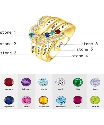 10K 14K 18K Solid Gold Personalized 1-8 Names Ring Mothers Ring with Birthstone for Women Custom Name Ring Jewelry Gifts for ...