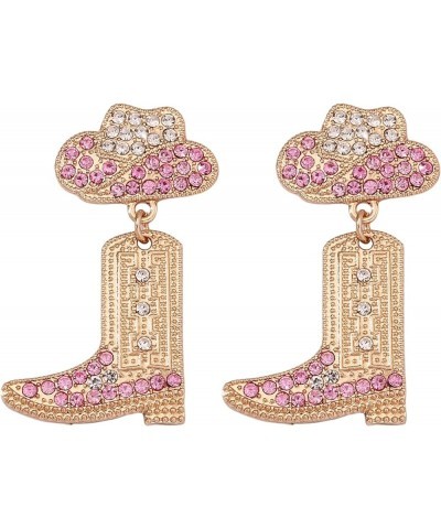 Rhinestone Western Boots Earrings Crystal Cowgirl Cowboy Enamel Hat Rodeo Boot Drop Dangle Earrings Boho Western Earrings for...