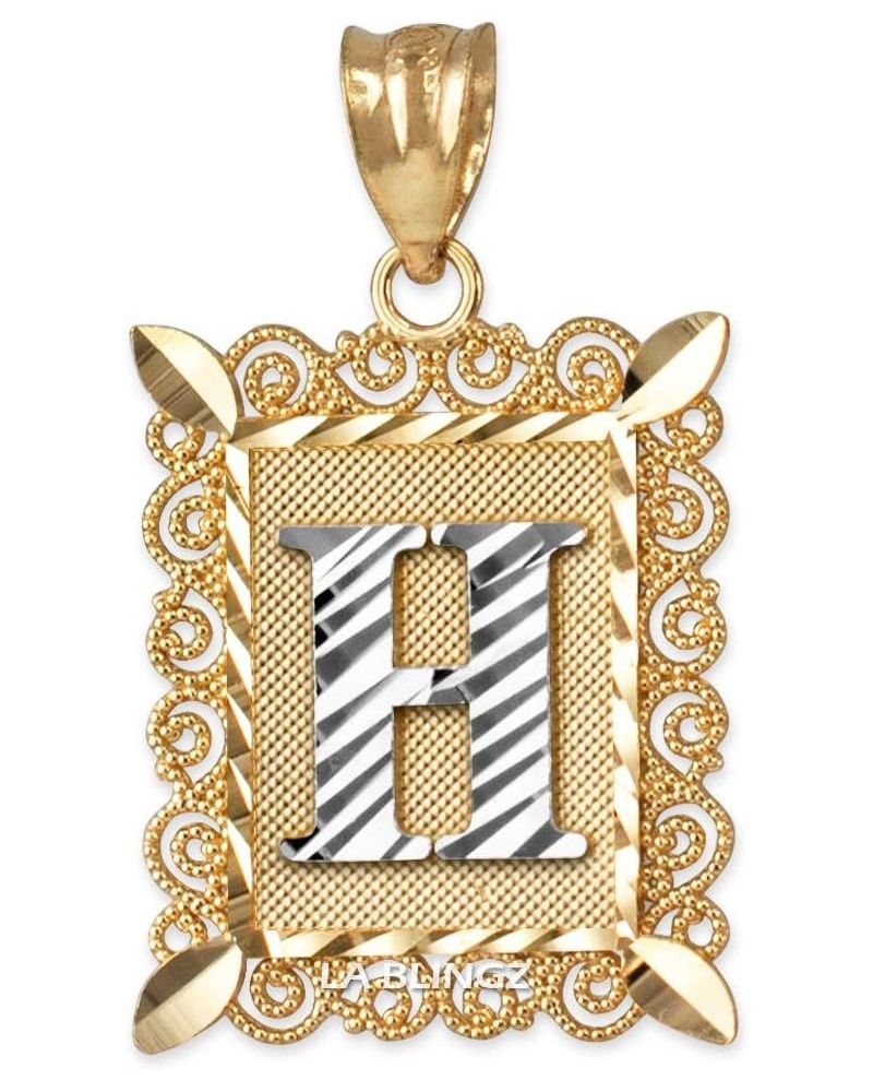 10K Yellow Gold Filigree Alphabet Initial Letter DC Small Charm Pendant Letter H $36.71 Pendants