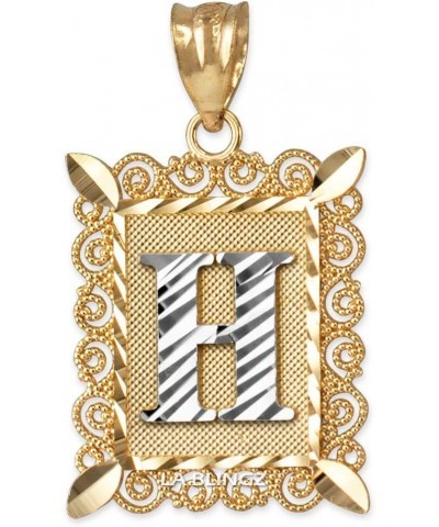 10K Yellow Gold Filigree Alphabet Initial Letter DC Small Charm Pendant Letter H $36.71 Pendants