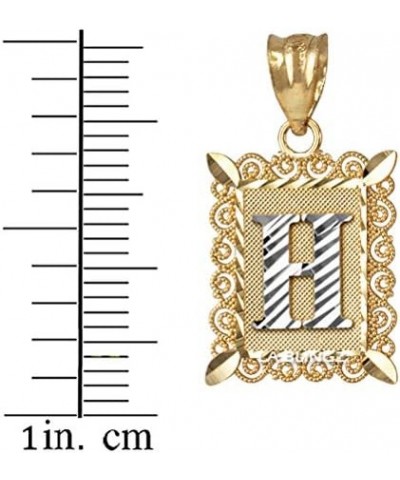 10K Yellow Gold Filigree Alphabet Initial Letter DC Small Charm Pendant Letter H $36.71 Pendants