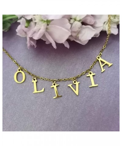 Uppercase Letter Charm Name Necklace Personlized Initial Alphabet Pendant Jewelry with 14K Gold Plated for Women Choker Keira...