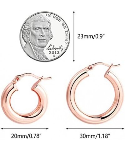 14K Gold Plated Hoop Earrings for Women Hypoallergenic Thick Chunky Hoop Earrings Lightweight Tube Design Rose Gold Hoop(20mm...