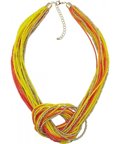 Statement Beaded Multilayer Chunky Bib Knot Necklace for Women yellow+orange $10.39 Necklaces