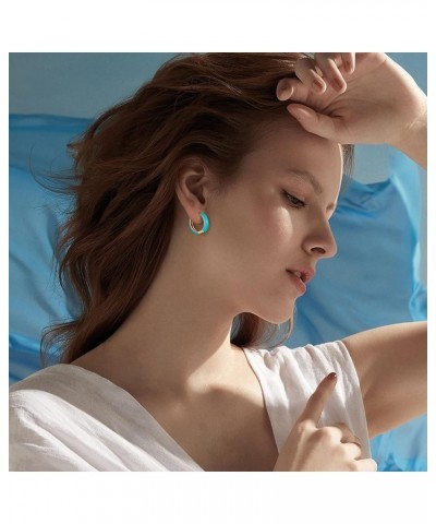 Small Hoop Earrings for Women, 18K Gold Plated Hypoallergenic Cute Enamel Huggie Earring Gifts for Girls Blue $7.27 Earrings