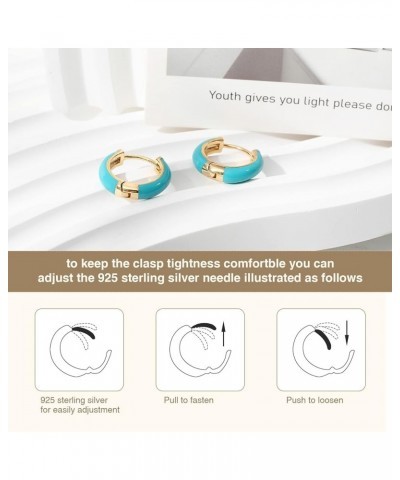 Small Hoop Earrings for Women, 18K Gold Plated Hypoallergenic Cute Enamel Huggie Earring Gifts for Girls Blue $7.27 Earrings