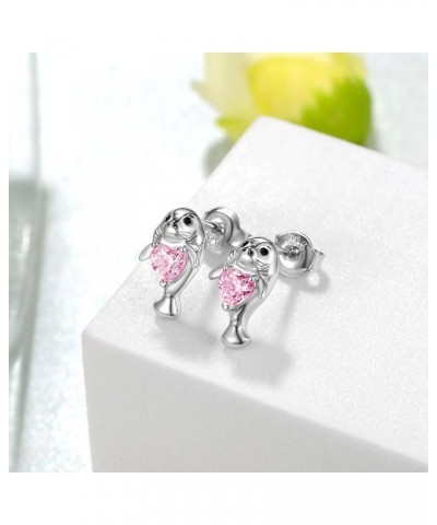 Manatee Earrings 925 Sterling Silver Manatee Stud Earrings Cute Animal Earrings Jewelry for Women Teen Girls Sister Daughter ...