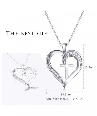 ASHLI JENA Cross Necklace for Women 925 Sterling Silver Cross Necklace Heart Necklaces for Women Cross Chain Jewelry Gifts fo...