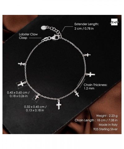 Women 925 Sterling Silver Cross Charm Bracelet Silver $13.99 Bracelets