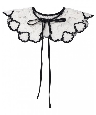 Detachable Fake Collar, Lace Embroidery Knit Little Shawl Mini Cape Choker False Peter Pan Collar for Blouse White Black-7 $1...