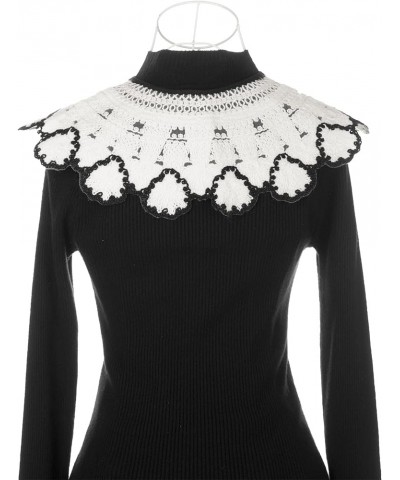 Detachable Fake Collar, Lace Embroidery Knit Little Shawl Mini Cape Choker False Peter Pan Collar for Blouse White Black-7 $1...