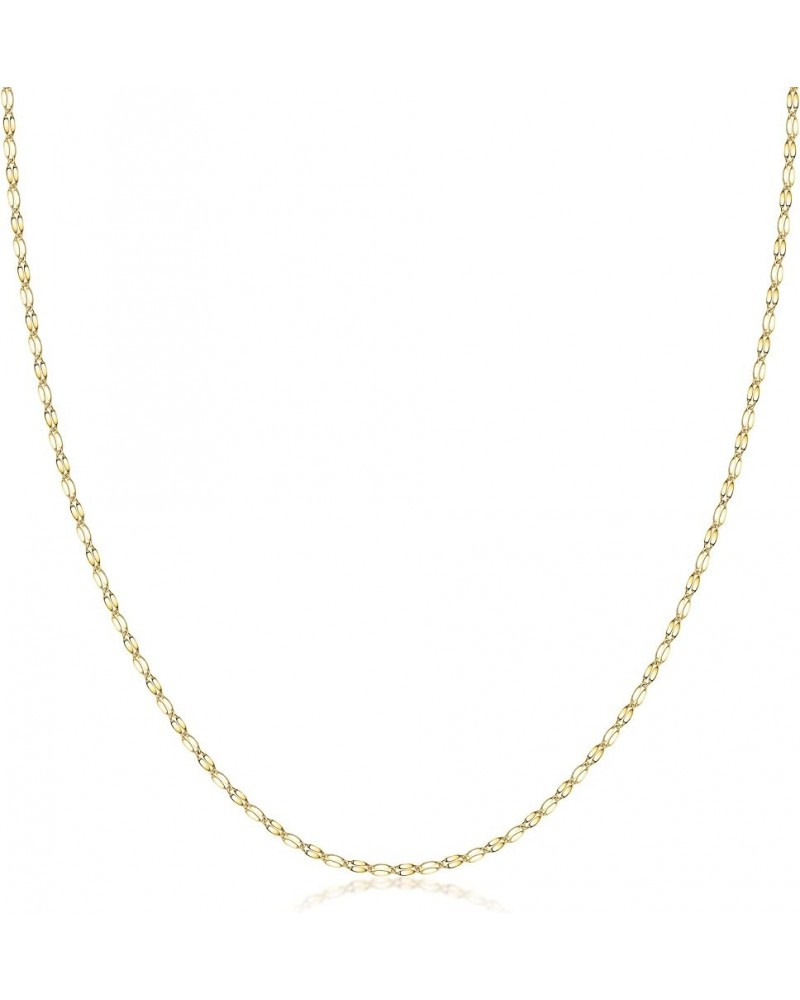 10K Solid Gold 2.0MM Diamond Cut Mirror Chain Necklace or Anklet - Unisex Sizes 10"-30" - Yellow, White, Rose or 3 Tone Yello...