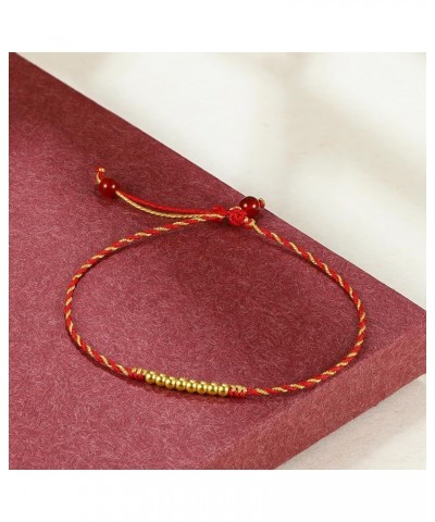 24K Solid Gold Anklet Bracelets for Women, Real Pure Gold Dainty Garnet Jewelry Gold Fortune Fu Beads Golden Lock Coin Lucky ...