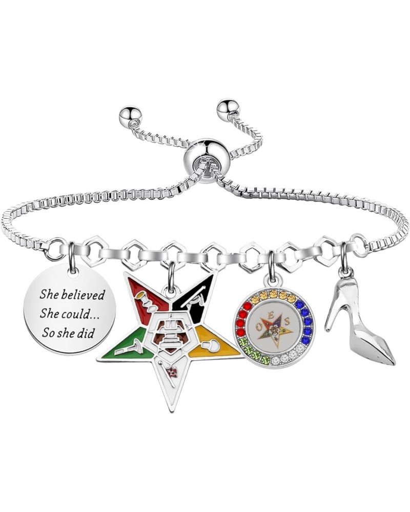 Order Of The Eastern Star Gift OES Sorority Gift She Believed She Could So She Did Inspirational Bracelet Believed star bg $1...