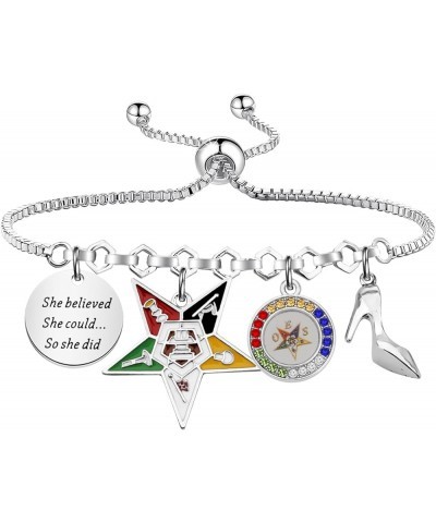 Order Of The Eastern Star Gift OES Sorority Gift She Believed She Could So She Did Inspirational Bracelet Believed star bg $1...