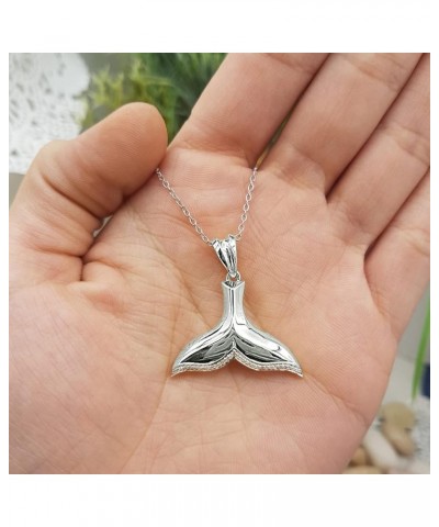 0.10 Carat (ctw) Round White Diamond Whale Fish Tail Pendant with 18 inch Chain for Women in 14K Gold White Gold Silver Chain...