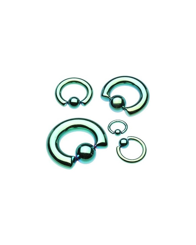 Basic Steel Captive Bead Ring 316L Surgical Steel (Sold Individually) 10g 14mm (6mm Ball) Green $8.95 Body Jewelry