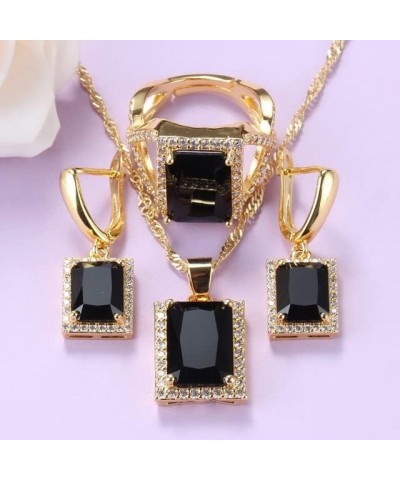 African Yellow-Gold Color Jewelry Sets for Women Black Cubic Zirocnia Ring with Earrings Sets Copper 6 $15.93 Jewelry Sets
