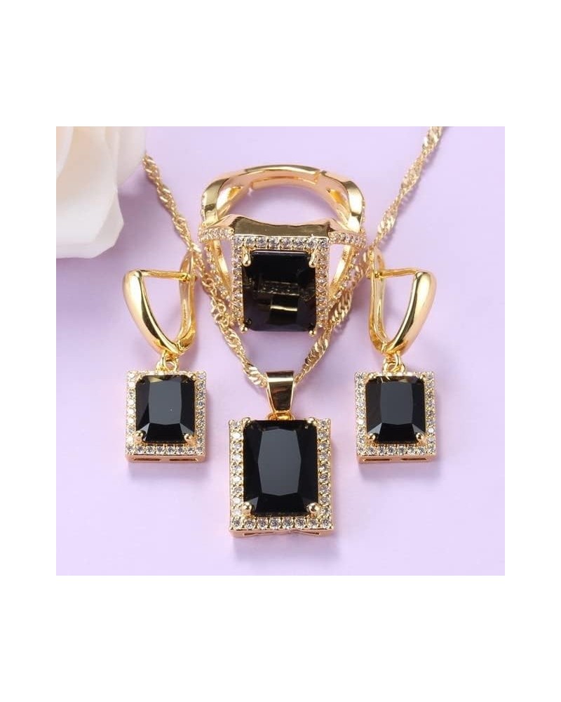 African Yellow-Gold Color Jewelry Sets for Women Black Cubic Zirocnia Ring with Earrings Sets Copper 6 $15.93 Jewelry Sets