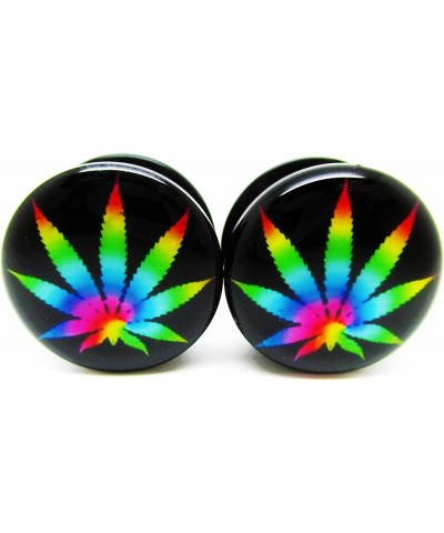 Tie-Dye Pot Leaf Marijuana Ear Plugs - Acrylic Screw-On - New - 14 Sizes - Pair 0 Gauge (8mm) $7.48 Body Jewelry