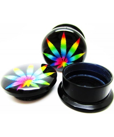 Tie-Dye Pot Leaf Marijuana Ear Plugs - Acrylic Screw-On - New - 14 Sizes - Pair 0 Gauge (8mm) $7.48 Body Jewelry