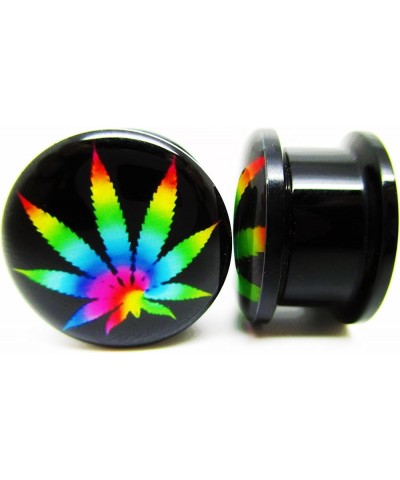 Tie-Dye Pot Leaf Marijuana Ear Plugs - Acrylic Screw-On - New - 14 Sizes - Pair 0 Gauge (8mm) $7.48 Body Jewelry