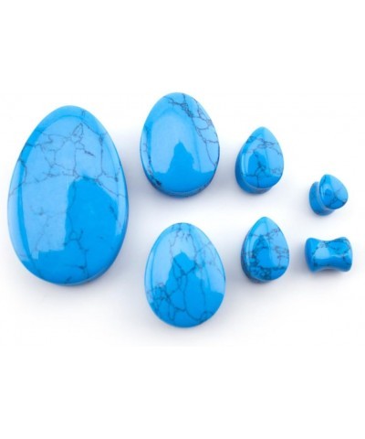 1 Pair of 1 & 1/4" Inch (32mm) Turquoise Howlite Stone Teardrop Plugs/Gauges $24.22 Body Jewelry