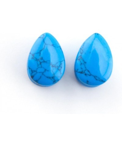 1 Pair of 1 & 1/4" Inch (32mm) Turquoise Howlite Stone Teardrop Plugs/Gauges $24.22 Body Jewelry