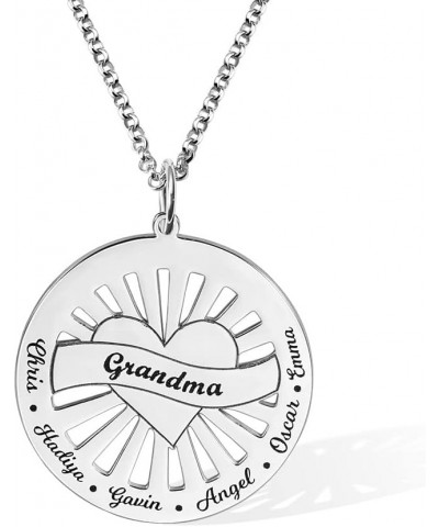 Custom Round Sunshine Mom Necklace 925 Sterling Silver/Stainless Steel Personalized 1-9 Family Names Pendant Necklace Birthda...