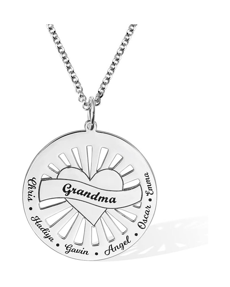 Custom Round Sunshine Mom Necklace 925 Sterling Silver/Stainless Steel Personalized 1-9 Family Names Pendant Necklace Birthda...