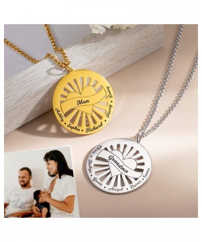 Custom Round Sunshine Mom Necklace 925 Sterling Silver/Stainless Steel Personalized 1-9 Family Names Pendant Necklace Birthda...