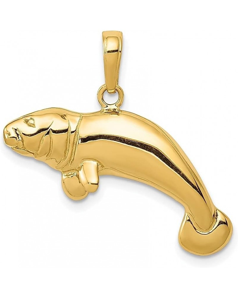 14k Yellow Gold Manatee Necklace Charm Pendant Fish Sea Life Fine Jewelry For Women Gifts For Her $133.93 Pendants