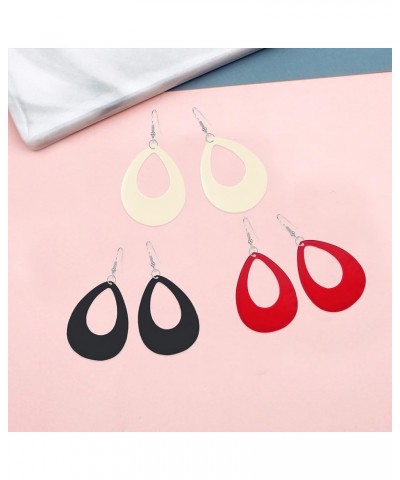 3 Pairs 70s 80s 90s Oval Resin Neon Hot Pink Colorful Dangle Earrings Retro Acrylic Drop Dangle for Women Girls 80's Party Ha...