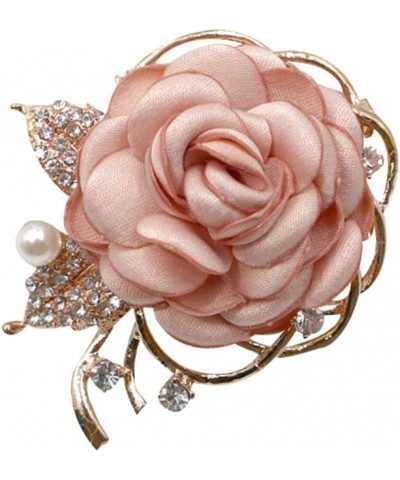 Rose Flower Brooches Pin for Women Men Wedding Party Gentleman's Essentials Handmade Crystal Pearl Fabric Flower Lapel Pin El...