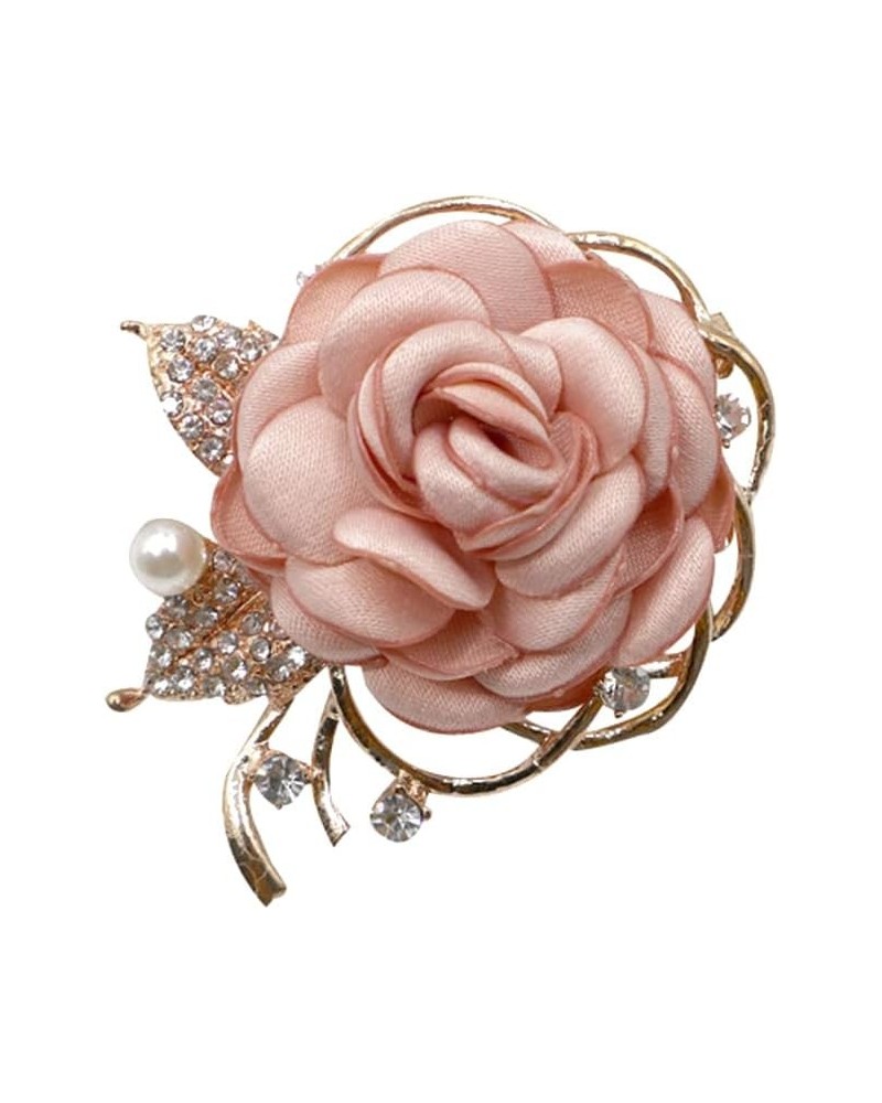 Rose Flower Brooches Pin for Women Men Wedding Party Gentleman's Essentials Handmade Crystal Pearl Fabric Flower Lapel Pin El...