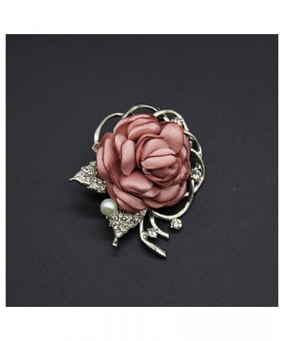 Rose Flower Brooches Pin for Women Men Wedding Party Gentleman's Essentials Handmade Crystal Pearl Fabric Flower Lapel Pin El...