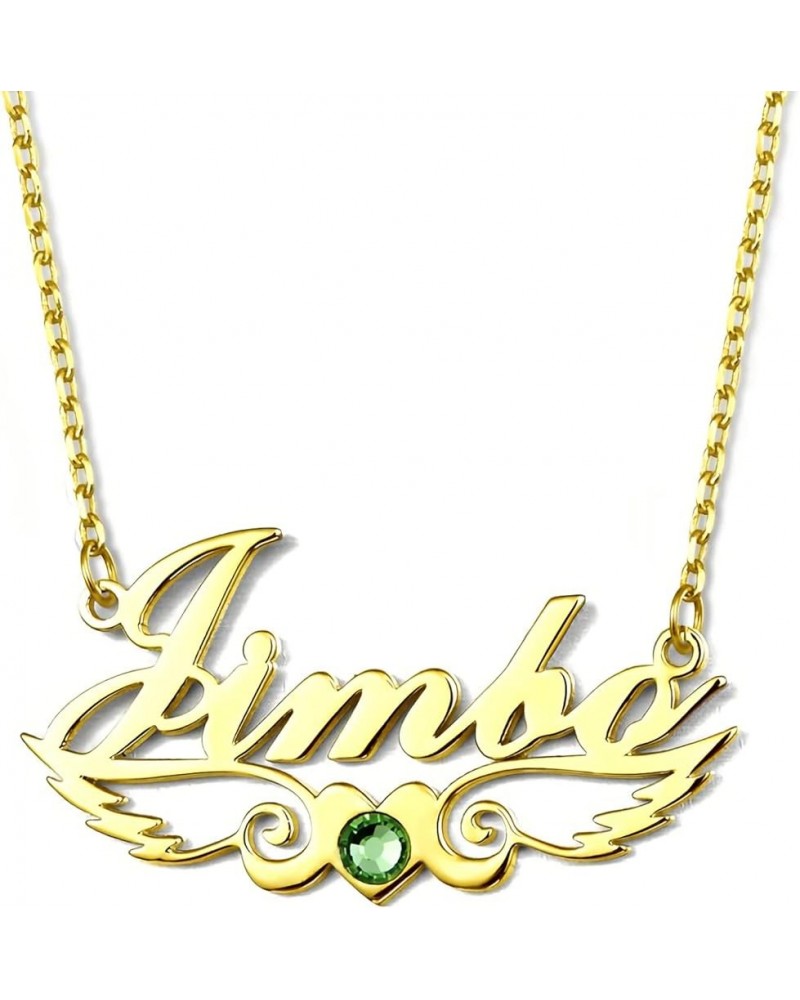 Custom Name Necklace Personalized 10K 14K 18K Gold Nameplate Necklace with Birthstone, Custom Any Name Gift for Mother Wife D...