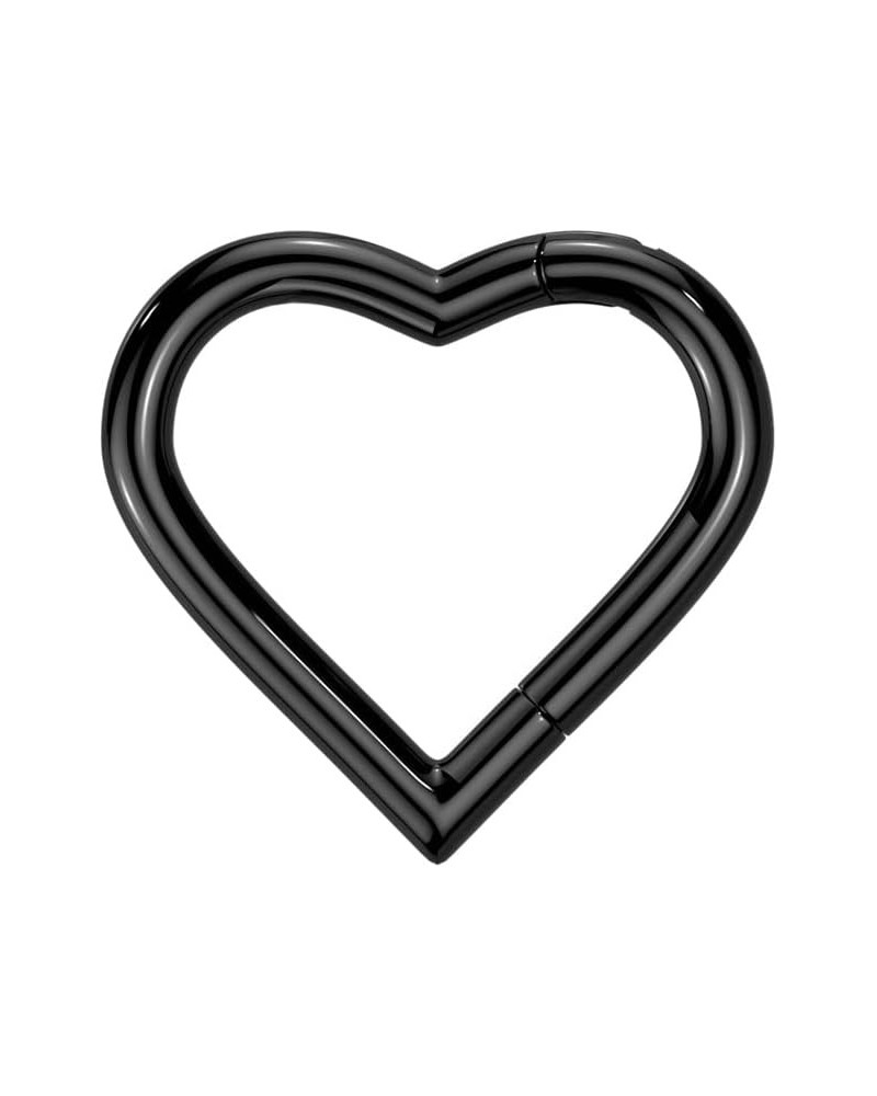 18GA F136 Implant Grade Titanium Heart Shaped Hinged Segment Ring Black $9.80 Body Jewelry