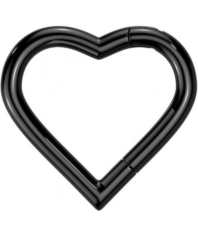 18GA F136 Implant Grade Titanium Heart Shaped Hinged Segment Ring Black $9.80 Body Jewelry