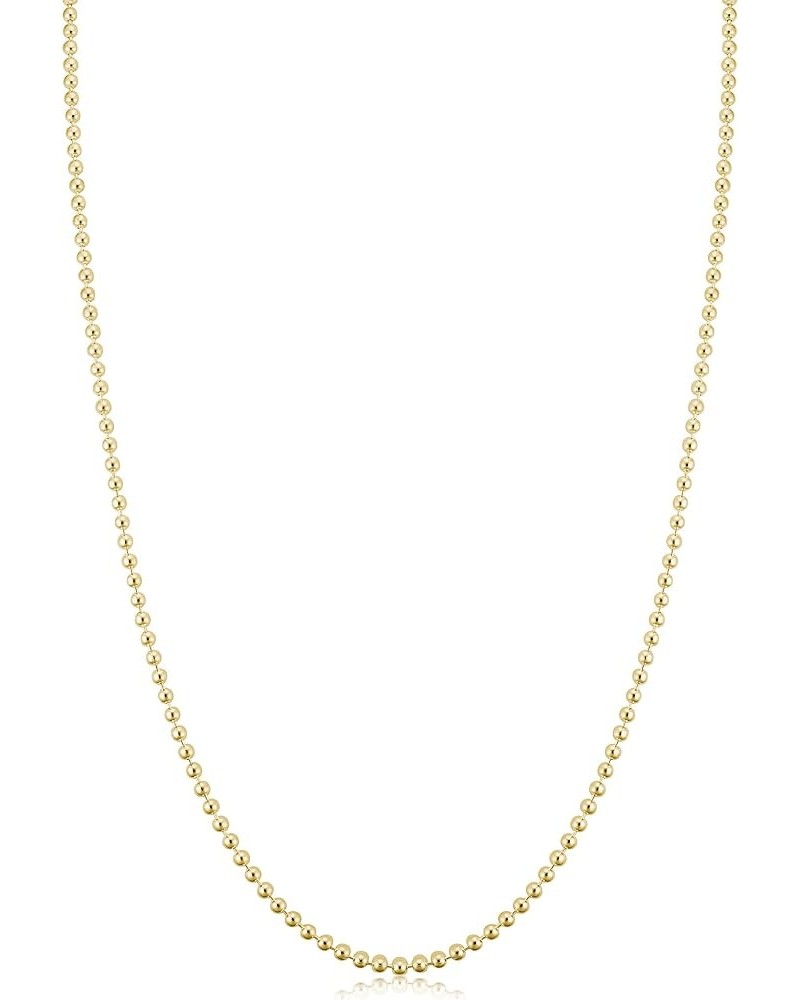 Yellow Gold Plated Silver or Sterling Silver Bead Ball Chain Necklace For Women (1 mm, 1.2 mm, 1.5 mm or 1.8 mm - Sizes from ...