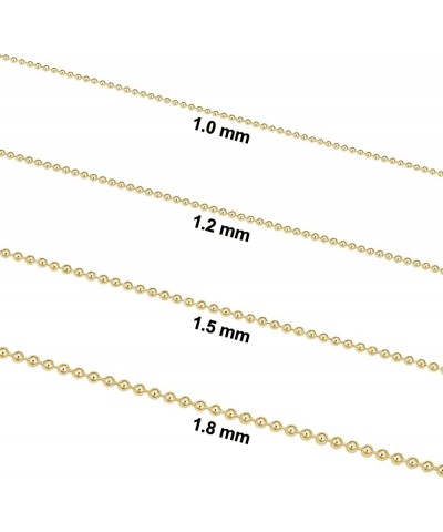 Yellow Gold Plated Silver or Sterling Silver Bead Ball Chain Necklace For Women (1 mm, 1.2 mm, 1.5 mm or 1.8 mm - Sizes from ...