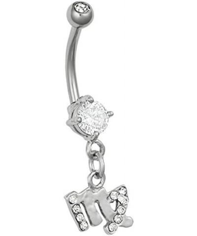 14GA Stainless Steel CZ Crystal Zodiac Sign Dangling Belly Button Ring Virgo $7.94 Body Jewelry