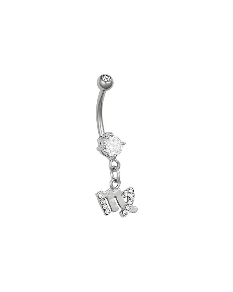 14GA Stainless Steel CZ Crystal Zodiac Sign Dangling Belly Button Ring Virgo $7.94 Body Jewelry