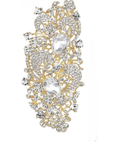 Austrian Crystal 4.1 Inch Royal Flower Pattern Wedding Brooch Clear Gold-Tone $11.61 Brooches & Pins