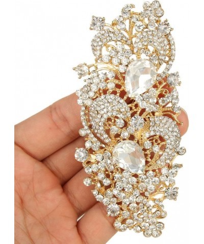 Austrian Crystal 4.1 Inch Royal Flower Pattern Wedding Brooch Clear Gold-Tone $11.61 Brooches & Pins