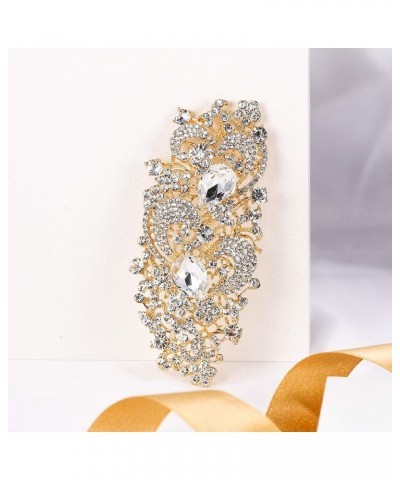 Austrian Crystal 4.1 Inch Royal Flower Pattern Wedding Brooch Clear Gold-Tone $11.61 Brooches & Pins