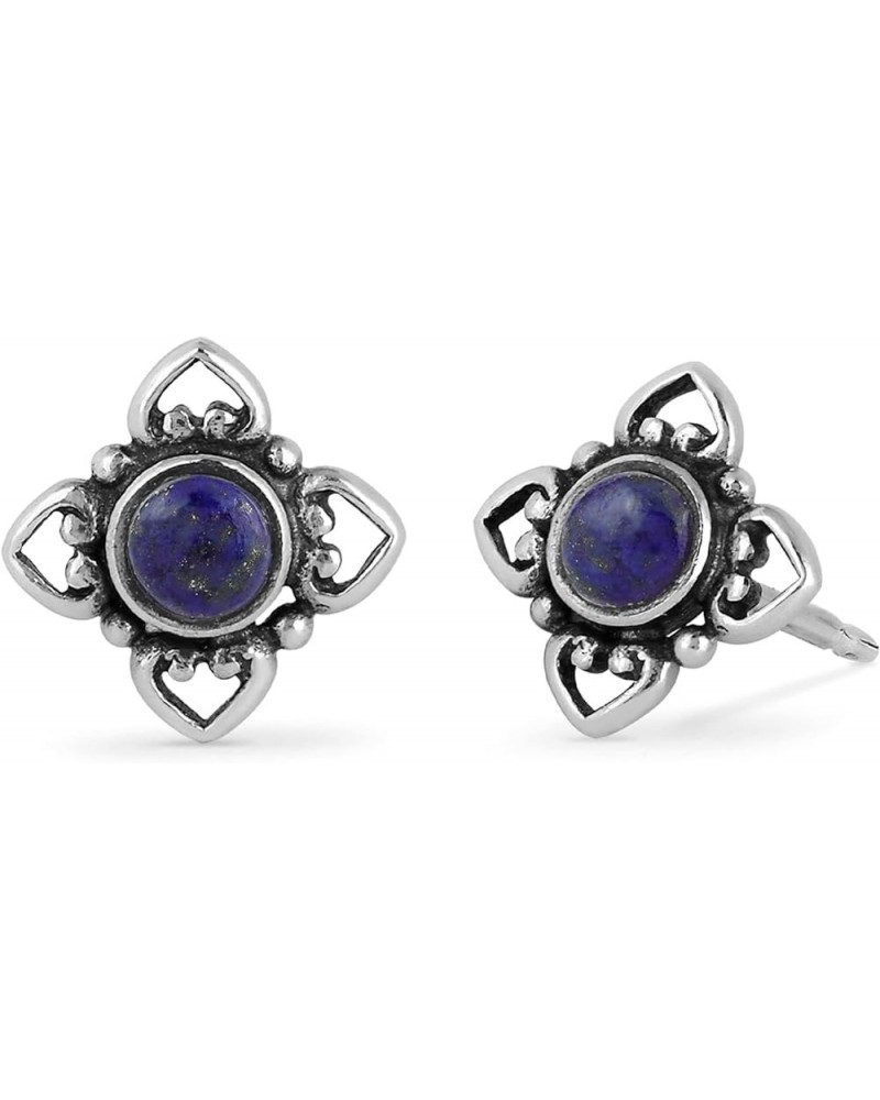 Jewelry Sterling Silver Flower Stud Earrings Lapis $17.48 Earrings