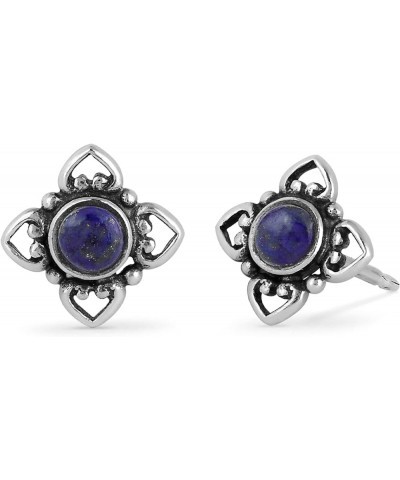 Jewelry Sterling Silver Flower Stud Earrings Lapis $17.48 Earrings